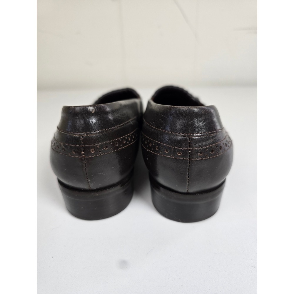 Etienne Aigner Kiltie Fringe Wingtip Brown Leather Penny Loafers Shoes 8.5 M - Picture 6 of 10